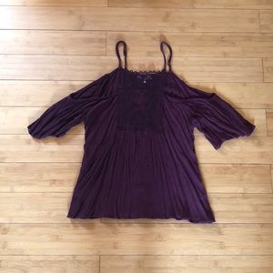Shoulder cut off boho blouse (Deep Purple)